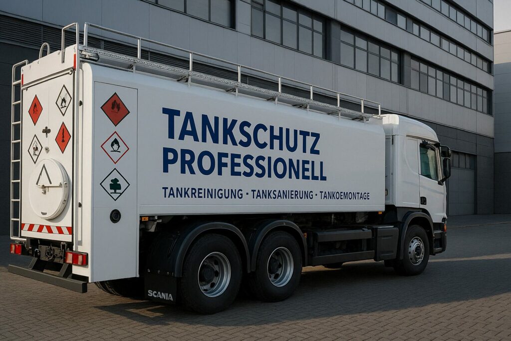 Fachhandwerker saugt altes Benzin aus Tank ab