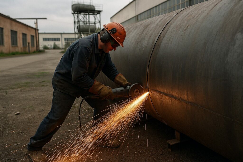 Fachhandwerker demontiert Benzin-Tank nach Stilllegung